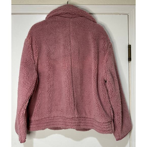 Free People Joplin Faux Fur Cozy Teddy Jacket Smoked Pink Size Large NWT Slouchy - Picture 10 of 15